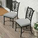 Outdoor Chair Cushions, Fade-Resistant & Water-Resistant, D Shaped Patio Furniture Seat Chair Pads Replacement with Ties, Non-Slip Bottom, Removable Cover, Set of 6, 18.5 x 16 Inch, Light Grey