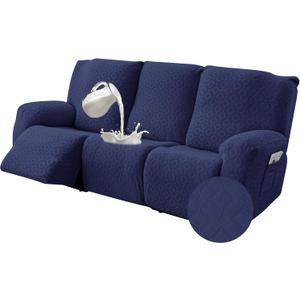 Gennia Waterproof Recliner Sofa Cover,Stretch Reclining Couch Covers with Pockets,Washable Lazy Boy Recliner Slipcovers,Leakproof Sofa Protector for Kids, Pets, Dog and Cat (3 Seat, Navy Blue)