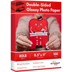 Thick Double Sides Thick Glossy Photo Paper 80LB 8.5x11 inches Heavyweight Cardstock Printer Paper 300gsm 100Sheets,Compatible Inkjet Printer and Dye Ink