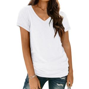 AUTOMET T-Shirts Short Sleeve V Neck Tees Tops for Women Fashion Trendy Lightweight Soft Casual Summer Outfits Clothes 2026 (Medium)