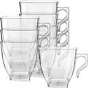 Elegant Clear Square Plastic Coffee Mugs (8 oz., Pack of 8) - Sturdy, Convenient & Stylish Drinkware - Perfect for Celebrations, Home Dining & Gatherings