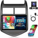 8-Core 6G+128G Car Radio for Chevy Sonic Aveo 2011-2015, Rimoody Car Stereo with Android Carplay and Android auto GPS WiFi Mirror Link DSP-36 9'' Touchscreen Bluetooth FM/RDS Backup Camera