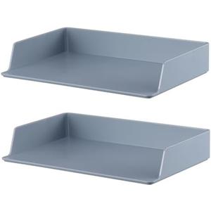 Fuyoooo Paper Organizer for Desk Stackable Plastic Paper Tray Office Organization and Storage 9.37 x 5.91 x 1.57 Inch Stacking File Rectangular Letter Tray for Office Desktop(Gray), Set of 3