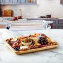 Farberware Build-A-Board Bamboo Cutting Board with Single Storage Compartment, Clear Locking Lid, Black Handles, Perfect for Charcuterie & Snacks