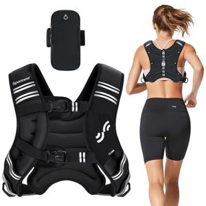 Weighted Vest for Men and Women: Sportneer 8lbs Weight Vest with Reflective Stripe Running Vest with Large Pocket for Cardio Workout Strength Training Fitness Muscle Building Weight Loss Weightlifting 8LB