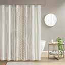 INK+IVY Imani Tufted Chenille 100% Cotton Shower Curtains Machine Washable, Modern Home Bathroom Décor Bathtub Privacy Screen, 72" x 72", Ivory