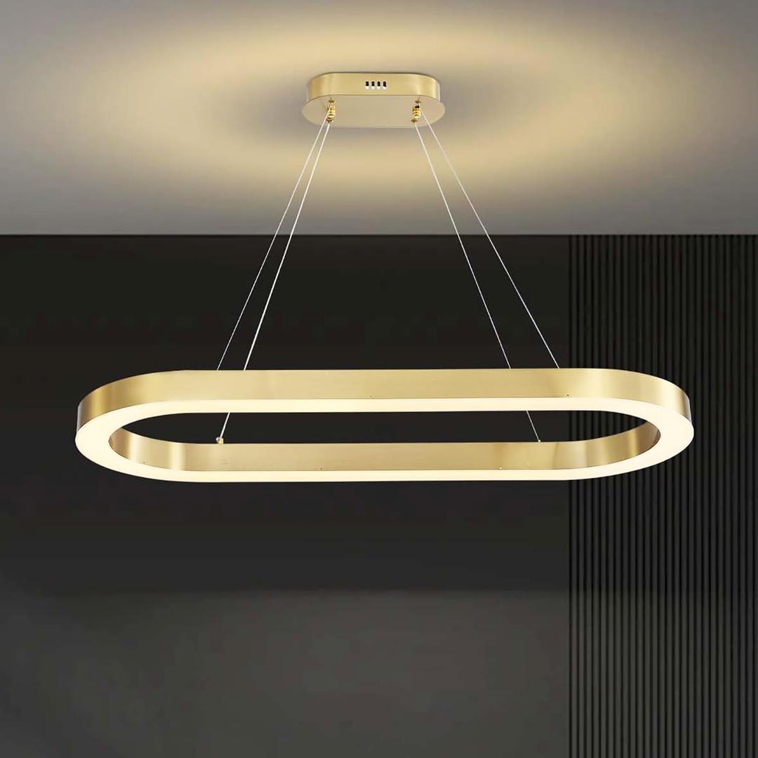 Modern Chandelier 40" Circular LED Dimmable Pendant Lighting 1 Linear Chandelier LED Acrylic Pendant Lighting Contemporary Dining Table Entry Kitchen Island Hanging Light (Gold)