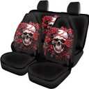 Poceacles Rose Skull Print Car Seat Covers Full Set Cute Car Accessories for Men Lightweight Easy to Clean Breathable Universal Fit SUV Van Truck Rear & Front Seat Cover, Black