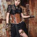 HaoLin Steampunk Retro Victorian Punk Cincher Lace up Long Ruffle Pencil Skirt Black (Black)