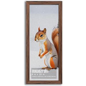 Rustic Walnut 8x20 Frame - Single Frame, 8 x 20 Poster Frame for Artwork, Puzzles, Photos and Movie Posters Picture Frames