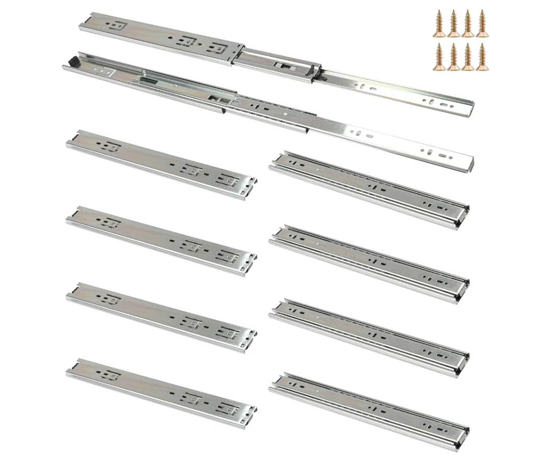 5 Pairs 14 Inch White Full Extension Drawer Slides, Side Mount Drawer Slides with Screw, Ball Bearing File Cabinet Rails for Kitchen and Office Cabinet