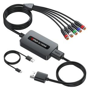 Component to HDMI Converter, 1080P YPbPr to HDMI Converter with Female YPbPr Connector - for Connecting Retro Gaming and Legacy Devices with Male Component Output to HDTVs