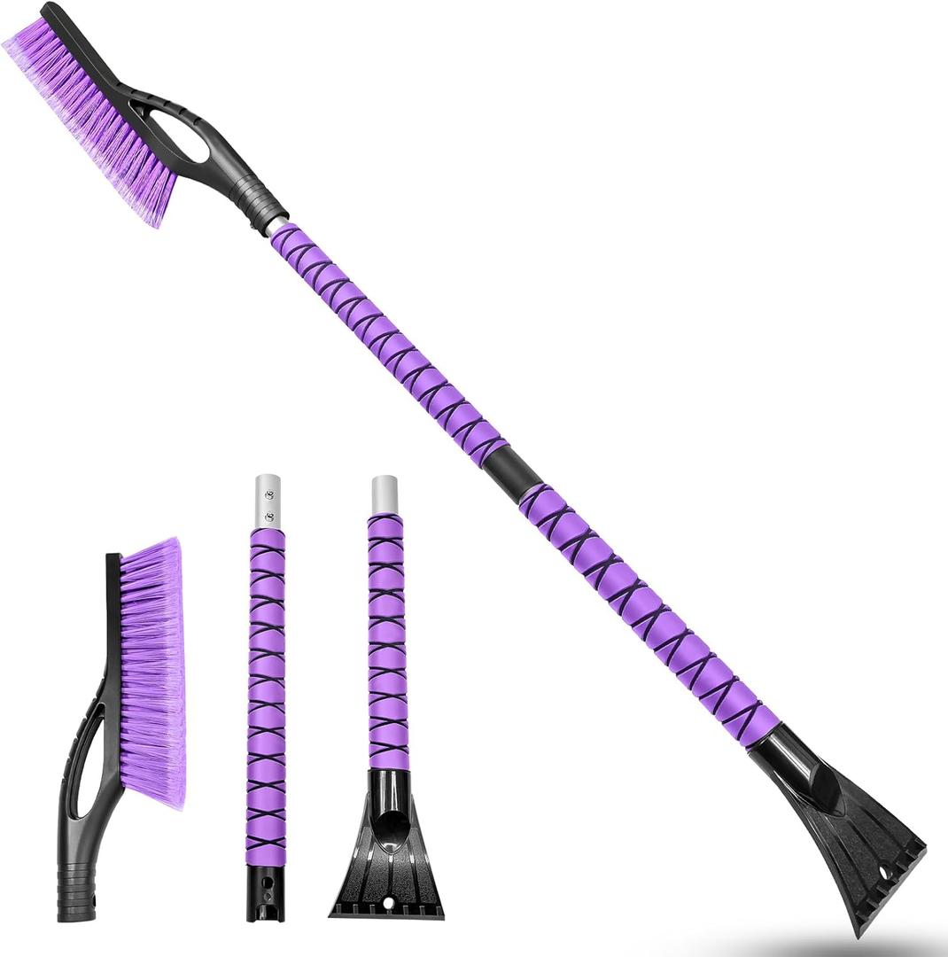 HEEYA 42.2 Inch Ice Scraper and Brush for Car, Snow Brush and Ice Scraper for Windshield Window, Car Snow Scraper with Foam Grip for SUV Truck Jeep Vehicle - Purple