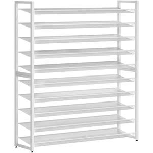 Metal Shoe Rack,Large 10 Tier Shoe Organizer, Heavy Duty Metal Stackable Shoe Storage Vertical Shoe Rack for Closet Front Door Entrance,Entryway,GarageUp to 62 Pairs,White