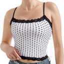 SUUKSESS Women Lace Double Lined Camisole Top Spaghetti Strap Going Out Tank Top (White, XL)
