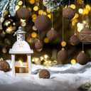 Suzile 36 Pcs Velvet Christmas Tree Ornaments Flocked Christmas Ball Decorations Xmas Balls Handing Ornaments for Xmas Tree Holiday Wreath Garland Birthday Wedding(Brown)