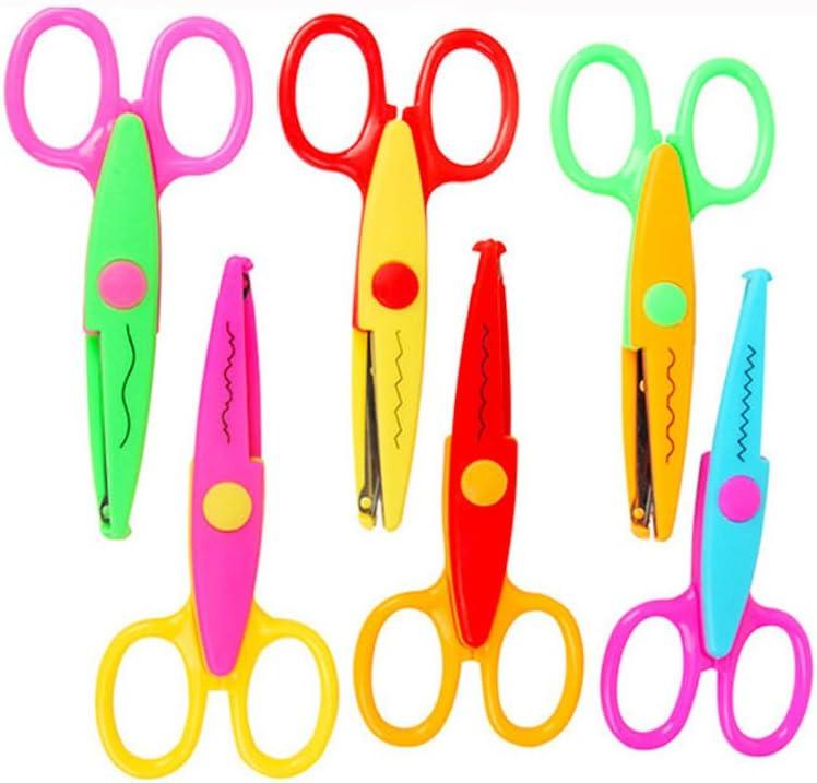 Jialeey Plastic Kids Design Safety Art Scissors Creative Crafts Scissors Paper Scrapbooking Decorative Wave Lace Edge Cutters Set 6 PCS