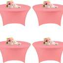 Fivenl 4 Pack 6FT Round Spandex Tablecloth 72 Inch Stretchable Table Cover Washable and Wrinkle Resistant Table Cloth for Wedding, Banquet, Birthday, Party, Restaurant (Dusty Rose)