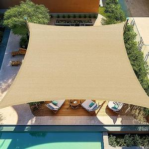 Shade&Beyond 08'X10' Sun Shade Sails Curved Canopy Rectangular Beige 185GSM Shade Sail Permeable for Patio Deck Yard Backyard, (We Make Custom Size)