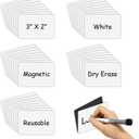 Dry Erase Magnetic Labels 3x2 Inch 40 Pieces, Reusable Magnetic Dry Erase Labels for Whiteboards, Locker, School, Classroom, Office, Home