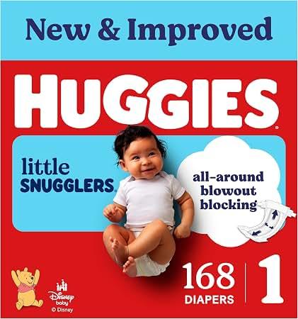 Huggies Size Newborn Diapers, Little Snugglers Baby Diapers, Size Newborn (up to 10 lbs), 168 Count
