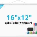 MaxGear Double-Sided Dry Erase Board for Wall, 16"x12" Hanging Whiteboard, Small Dry Erase White Board with 3 Markers and 4 Magnets, Portable Whiteboard for Planning, Drawing, Memo, to Do List