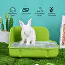 RUBYHOME Rabbit Litter Box Toilet, Plastic Square Cage Box Potty Trainer Corner Litter Bedding Box Pet Pan for Small Animals, Rabbits, Guinea Pigs, Chinchilla, Ferret, Galesaur, 11.4 Inches (Green)
