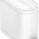 simplehuman 10 Liter / 2.6 Gallon Butterfly Lid Bathroom Step Trash Can, White Steel