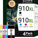 910 Ink Cartridge: Suitable for 910XL OfficeJet 8020, 8025, 8035 Printers (4-Pack)