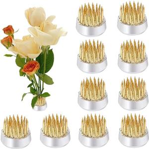 10Pcs Floral Frogs 23mm/0.9inch Round Kenzans Mini Flower Frog Pin Frog Japanese Ikebana Spiky Frog Fixed Tools Metal Flower Arranger Tool Pin Holder for Small Vase