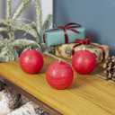 CANDWAX Set of 3 inch Round Ball Candles - Perfect as Christmas Decoration and as Spheres for Home Decor - Unscented Smokeless Dripless Long Burning Dark Red Candles