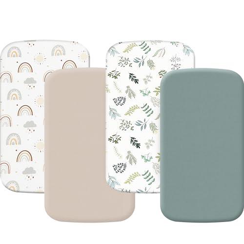 4 Pack Bassinet Sheets (20" x 33"), Compatible with Angelbliss, YADAQE, Maxi-COSI Iora/Swift, Pamobabe, BIERUM and Papablic Baby Bassinet, Soft and Skin-Friendly, Mint Green and Color Rainbow : Baby