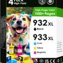 Compatible Ink Cartridge Replacement for HP 933XL 932XL 933 932 XL for OfficeJet 6600 6700 7610 7612 7510 7110 6100 Printer(Black Cyan Magenta Yellow) 4 Packs