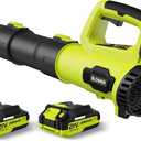 LEAPUL Leaf Blower Cordless, 21V Electric Leaf Blower with 22.0Ah Batteries & 1 Fast Charger, Lightweight Battery Powered Blower for Lawn Care, Patio Cleaning (Bright Green)