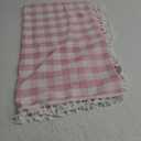 Laolitou Pink Checkered Tablecloth Rectangle Washable Buffalo Plaid Table Cloth with Tassel Cotton Linen Gingham Table Cover for Dining Room, Pink, Rectangle, 55''x70'', 4-6 Seats