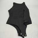 PUMIEY Women's High Neck Sleeveless Bodysuit Sexy Tank Tops Smoke Cloud Collection L Jet Black