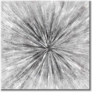 UTOP-art Gray Abstract Painting Wall Art: Modern Canvas prints Radial Graphic Artwork Abstract Grey Picture for Bathroom Bedroom 12"x12"