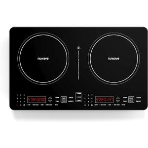 Nuwave PIC Double Portable Induction Cooktop, 900W/1500W/1800W Options, Two 8” Heating Zones, 106 Precise Temperatures from 50°F–575°F in 5°F Increments, Shatter-Resistant Ceramic Glass