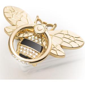 Allengel Bee Phone Ring Holder Finger Kickstand with Crystal, Cute Phone Ring Grip Holder for iPhone or Smartphone Cases, Gold Black