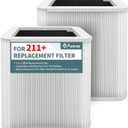 2 Pack 211+ Replacement Filter Compatible with Blue Pure 211+ Air Cleaner Purifier, 2 Stage Filtration System of Activated Carbon Filter and H13 True HEPA Filter