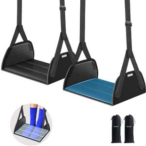 SARISUN 2-Pack Airplane Foot Hammock for Travel, No Collapse Plane Foot Hammock with Wide Hardboard Support, Portable Foot Sling for Under Desk with Adjustable Strap, Carry Bags for Women & Men