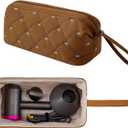GISMTR Large Quilted Hair Tools Travel Bag for Hair Dryer Aesthetic Cute Dustproof Travel Organizer Flat Curling Iron Travel Organizer (Brown)