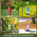 Kingsyard Glass Hummingbird Feeder for Outdoor Hanging, 24 Ounces, 6 Feeding Ports, Bird Nectar Feeder for Garden Dcor, Ant Moat Included, Red