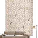 YIHOUSE Washable 5x7 Area Rugs for Bedroom Girls, Beige Floral Rug for Living Room Non Slip Ultra-Thin, Large Boho Carpet for Entyway, Kids Playroom, Classroom, Dorm, Nursery Decor