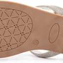 Women's Rhinestone Slide Sandals Slip On Flat Sandals Flip Flop Thong Sandals (White)