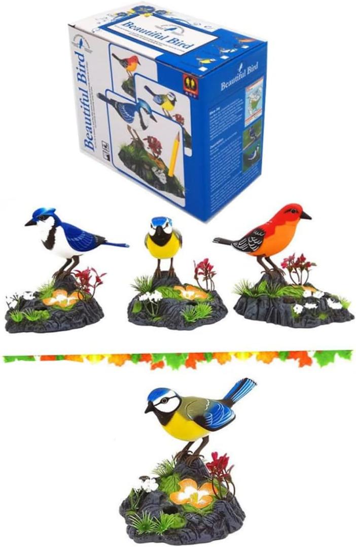 FELTECHELECTR 1pc Electric Singing Bird Toy Imitation Bird Voice Cage Ornament for Home and Garden Decor Random Style