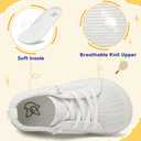 LeIsfIt Toddler Shoes Girls Boys Wide Shoes Kids Zero Drop Minimalist Sneakers Barefoot Slip on Tennis Sneakers (White). Size 24