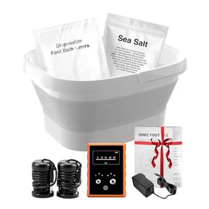 Ionic Foot Bath Detox Machine, Foot Detox Foot Bath Soak Tub with 2 Arrays,80 Disposable Foot Bath Liners, Detox Sea Salt, Folding Foot Spa Bucket, Home Salon-Level Foot Soaking Tub