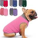 Cyeollo 2 Pack Dog Sweaters - Lightweight Stretchy Fleece Vest Pullover Dog Sweatshirt with Reflective Stripe - Size L Pink & Grey