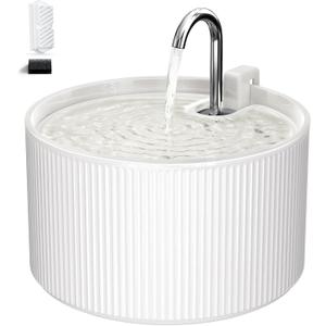 Voluas Ceramic Cat Water Fountain: 2.2L/74oz Cat Fountains for Drinking, Automatic Pet Water Dispenser with Ultra-Quiet Pump and Replacement Filter, Kitty Watering Supplies Indoor Easy Clean 1 Filter